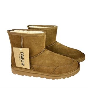 NIB Bearpaws Pawz Aiden chestnut suede wool lined boots